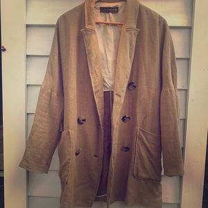 Oversize flax linen-blend slub blazer